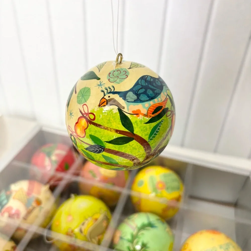 Crate&Barrel Twelve Days of Christmas Ornament Set PAPER MACHE‎ ORNAMENTS